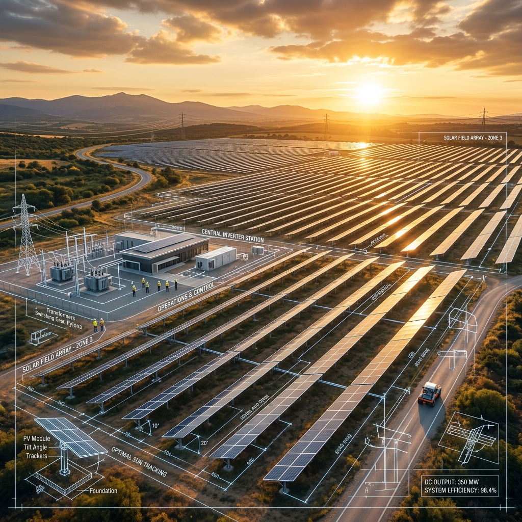 Solar Power Plant Design Illustration